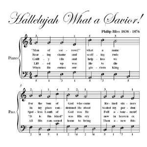  Hallelujah What a Savior Easy Piano Sheet Music Christian 