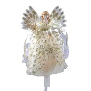   12 Inch Animated Ivory and Gold Fiber Optic Angel