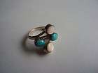 COONSIS ZUNI SILVER TURQUOISE & MOP RING SIZE 6