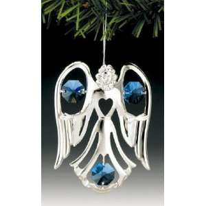  Swarovski Crystal Silver Plated Angel with Heart Christmas Ornament 