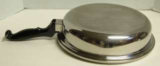   Chicken Skillet Fry Pan / Lid Stainless Steel 18 8 Tri PL Clean  
