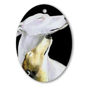 Greyhound Love Pets Oval Ornament by  