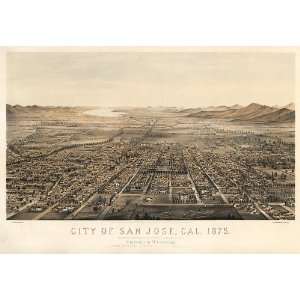  Antique Birds Eye View Map of San Jose, California (1875 