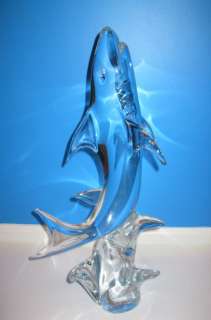 Murano Crystal Shark Artist signed