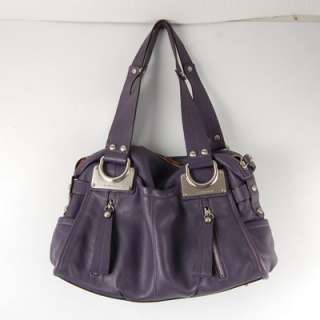 Makowsky Glove Leather East/West Zip Top Satchel Purple A93783 
