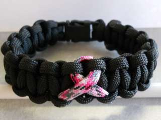 BREAST CANCER AWARENESS~ *PINK CAMO RIBBON* PARACORD BRACELET (FREE 