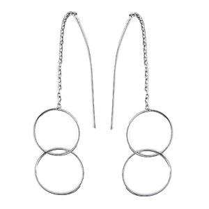  Linking Circles Brass Rhodium Dangle Earrings AM Jewelry
