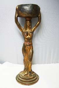 ART DECO EGYPTIAN REVIVAL Jeweled Figural Female Incense Burner 7 1/4 