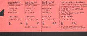 BARBARA DICKSON free trade hall manchester 4th nov 1980 ticket uk 
