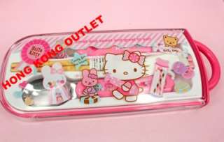 Sanrio Hello Kitty Chopsticks + Spoon + Fork +Case B62b  