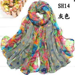   Wraps Shawl Stole Soft Silk scarves flowers Super large long  