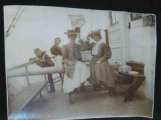 Antique PHOTOGRAPH Ladies Aboard Cruise Ship, c1890s  
