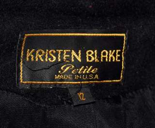 Kristen Blake Womans Black Full Length Wool Coat Sz 12  