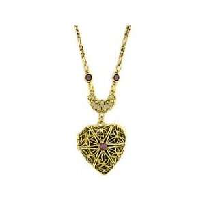  Heart Locket Necklace   Antique Victorian Style Filigree Womens Men 