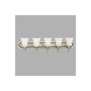  Colonial Silver Five Light Fluted Shade Fixture