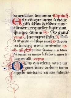   BOOK OF HOURS LEAF ITALY c.1460 ILLUMINATED MANUSCRIPT  large initials