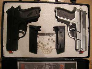 CYMA AIR SPORT GUN P618, 6mmBB, 2 pistols in case, dual spring airsoft 