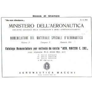Macchi MC 202 Aircraft Parts Manual  1942 Macchi  Books