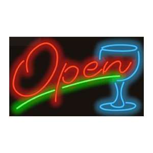    Clearance   Open with Wine Glass Neon Sign