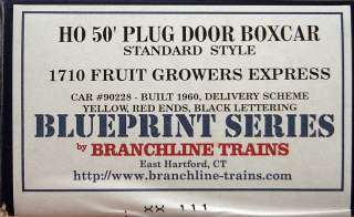 HO Branchline Blueprint KIT 1710 Fruit Growers Express 50 PD Box Car 