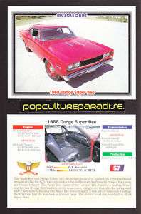 1968 DODGE SUPER BEE Muscle Car Picture SPEC FACT CARD  