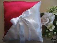 New Fushia pink & and white wedding ring bearer pillow  