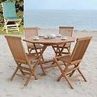 OUTDOOR TEAK PATIO FURNITURE 5pc. Oahu Dining Table Set  Green 