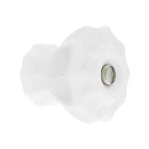  Large Fluted White Glass Cabinet Knob With Nickel Bolt 
