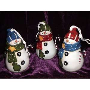  Candycane Snowman Dolomite Ornament Bell Set by Sterling 