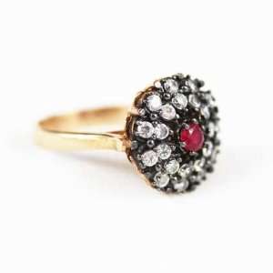   Sterling Silver Ruby and High Quality Zirconia Stones Princess Ring