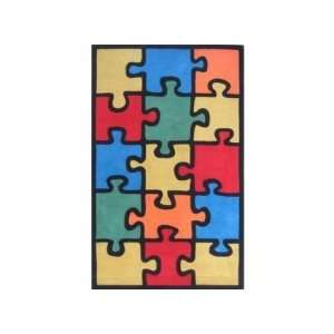  American Home Rug Co. Kiddie AT053 Multi Colors Jigsaw 