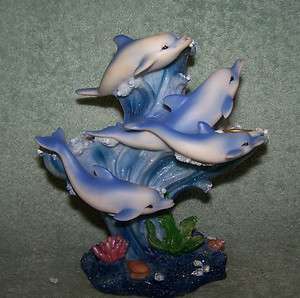   Figurines 3 Candle Holders Swimming Around Coral Ocean Fish Sparkles