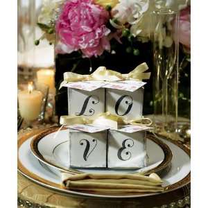  Baby Keepsake LOVE Cube Favor Boxes with Charming Aged 
