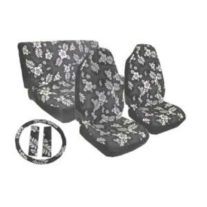 Hawaiian Hibiscus Front Seat Cover, Rear Seat Cover, and Wheel Cover 
