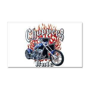 38.5 x24.5 Wall Vinyl Sticker Choppers Rule Flaming Motorcycle and 