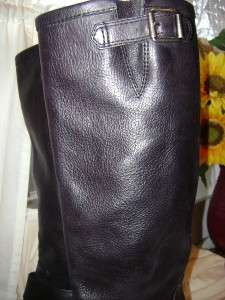 FAB LUCKY BRAND BOOTS KNEE HIGH BLACK LEATHER W/ 2 BUCKLES GENTLY USED 
