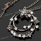 Brass Crystal Circle Star Pendant Necklace Chain 1.89 CHIC  