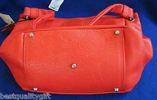 VALENTINA CORAL RED LEATHER BAG TOTE HOBO PURSE~ITALY  
