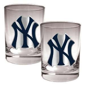  New York Yankees Primary Logo 2 Piece Rocks Glass Set 