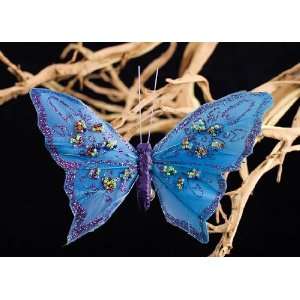 Purple & Blue Glittery and Glitzy Swallowtail Artificial Butterflies 
