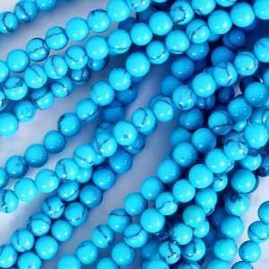  4mm Round Stabilized Blue Turquoise Mosaic Gemstone Beads 