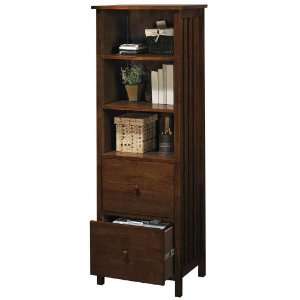  Mission style Open Bookcase With 2 File Drawers