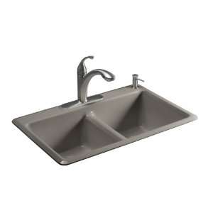   Cast Iron Self Rimming Sink with Three Hole Faucet Drilling, Cashmere