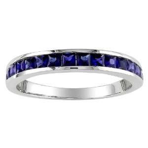  Sterling Silver 3/4 CT TGW Created Sapphire Eternity Ring 