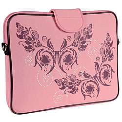 Fuji Depot 17 inch Pink Butterfly Handled Laptop Sleeve   