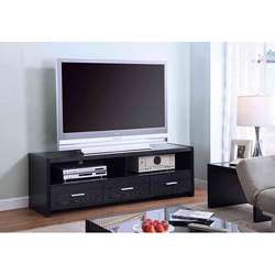 Black Oak Tempered Glass 62 in 3 drawer TV Console  