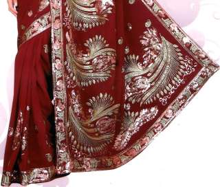 Bollywood Heavy Sequin Embroidery Sari Saree Dress Home  