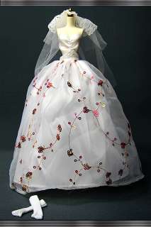 DW1021 BN White Wedding Dress Set for Barbie FR  