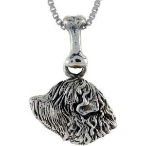 925 Sterling Silver Soft Coated Weather Terrier Dog Pendant (w/ 18 