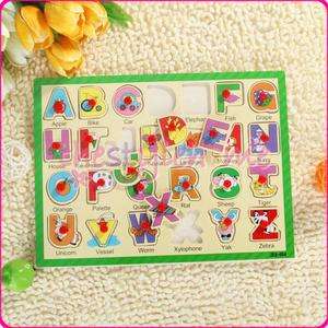 Kids Wooden Puzzle Toy ABC 26 Letter Alphabet Language  